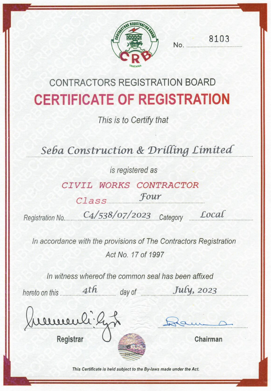 CRB Civil Works Contractor